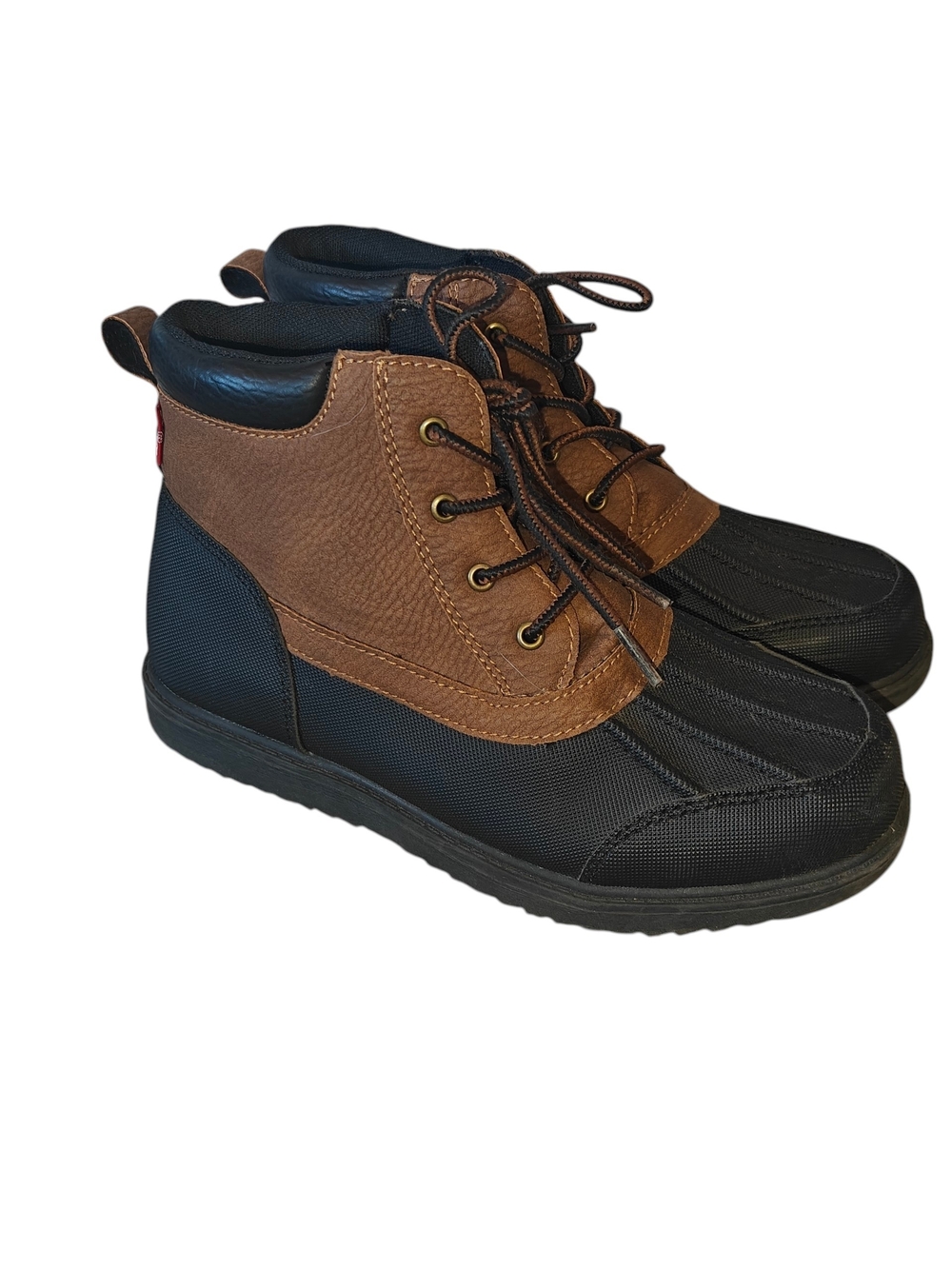 Levi's Kids Norway 2.0 Unisex Duck Boots Brown Black Leather Size 4Y